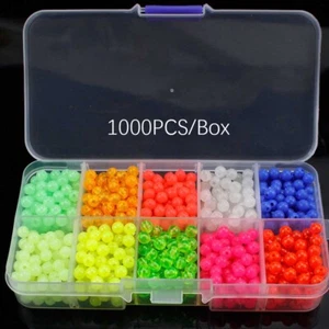 1000PCS Fishing Beads 5mm Assorted Beads Round Float Glow Fishing Rig Beads Eggs - Picture 1 of 15