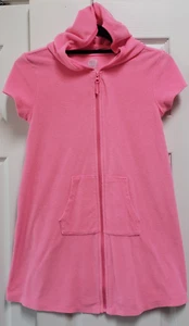 Wonder Nation Girls Size L(10-12) Pink Full Zip Hooded Swimwear Cover Up Pockets - Picture 1 of 9