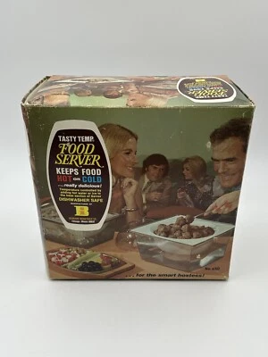 Servidor de comida retro Tasty Temp años 60 450 acrílico frío caliente 2 cuartos 3 piezas cuadrado Foto 1 de 4