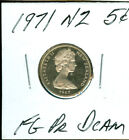 1971 NEW ZEALAND 5 CENTS FINEST PROOF DCAM    90 CENTS SHIPPING .