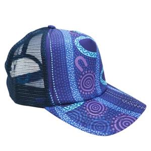 Warrina Designs Net Cap Gathering by River Men Women Australian Aboriginal Art - Picture 1 of 8