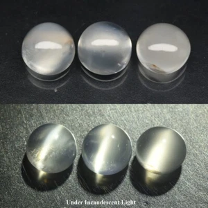 3.10ct 3pcs Lot Round Cabochon White Cat's Eye Moonstone - Natural India Gems - Picture 1 of 6