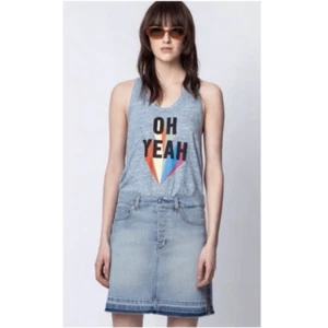 Camiseta sin mangas Zadig & Voltaire Ander Oh Yeah de lino espalda cruzada talla pequeña nueva con etiquetas - Imagen 1 de 10