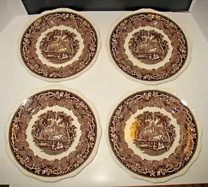 4er Set Mason's Vista Braun England Patent Eisenstein Porzellan 10 3/4" Speiseteller - Bild 1 von 6