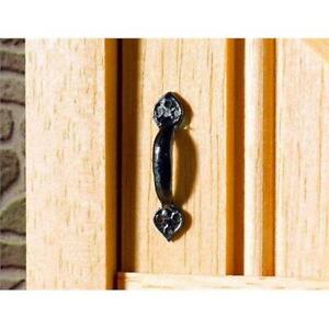 Two Black Tudor Style Black Door Handles 1:12 Scale Dolls House Emporium 