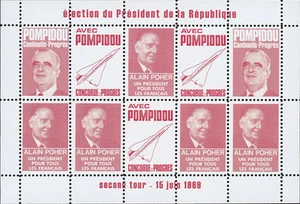 VIGNETTE POLITIQUE ROUGE "Présidentielle - 2e TOUR / POMPIDOU - CONCORDE" 1969 - Imagen 1 de 1