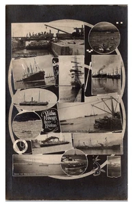 HAWAII - WITHIN HAWAII'S BUSY HARBORS - MULTI VIEW - OLD REAL PHOTO POSTCARD - Picture 1 of 2