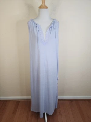 Vintage Women's Periwinkle Long Nightgown Lace Trim Size 2XL Slit - Image 1 of 4