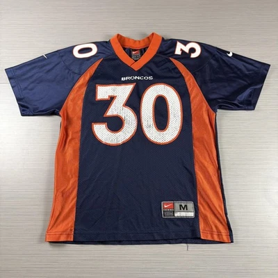 Camiseta de fútbol americano juvenil de los Denver Broncos mediana azul naranja NFL Nike Terrell Davis Foto 1 de 4