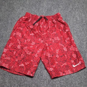 Nike Swim Trunks Red Black Swoosh Size Youth Medium - Picture 1 of 7