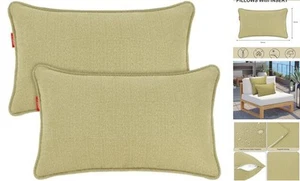 Outdoor Lumbar Pillows 20x12 inch,Outdoor Patio 12 x 20 Inch Ginger Yellow - Picture 1 of 8