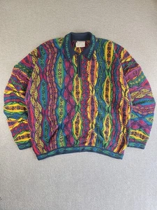 Vintage Coogi Australia 3D Knit Sweater Size 3XL Collard 90s Multicolor 30X31 - Picture 1 of 6