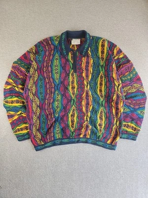 Vintage Coogi Australia 3D Knit Sweater Size 3XL Collard 90s Multicolor 30X31 - Image 1 of 4