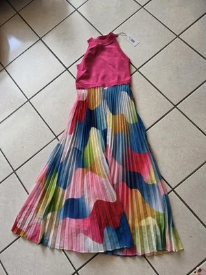 Elie Tahari Womens Sleeveless Pleated Wavy Ombre Dress Pink Multi Size S - Image 1 of 4