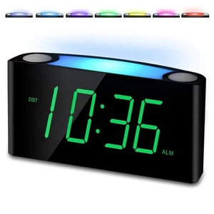 Alarm Clock for Bedroom, 7.5" Large Display LED Digital Clock with 7 Color Ni... - Picture 1 of 8