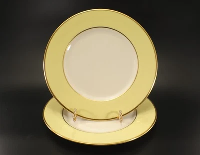 Juego de 2 PLATOS DE CENA amarillos Flintridge China Sylvan California vintage retirados Foto 1 de 4