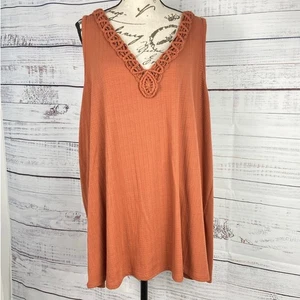 Torrid 4 ärmelloses Top Damen 4X orange Stretch Häkel V-Ausschnitt - Bild 1 von 11