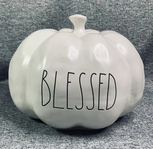 Rae Dunn “BLESSED” Large White Pumpkin Fall Farmhouse Harvest Halloween Autumn - Picture 1 of 8