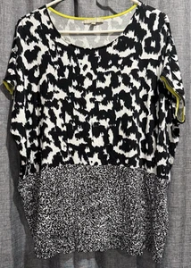 Joan Vass Studio Woman Dual Print Black/White Soft T-Shirt Woman's Plus Size 0X - Picture 1 of 9