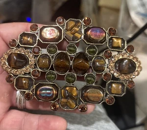LEATHEROCK Multi Rhinestone Belt Buckle Tiger eye - Picture 1 of 8