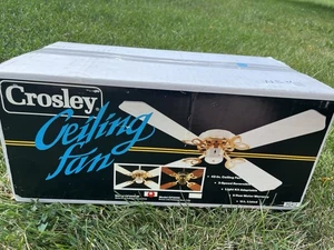 NOS Vintage 42” Crosley Ceiling Fan Brass White - Picture 1 of 7