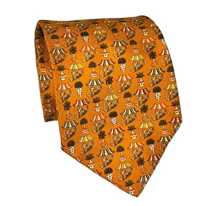 Salvatore Ferragamo Silk Tie Necktie Made in Italy Orange - Circus/Tiger Pattern - Picture 1 of 10
