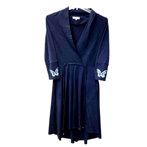 VETEMENTS Abito donna MissLook taglia 8 (S M) blu navy manica lunga dettaglio farfalla e zip