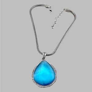 Brighton Elegant Blue Teardrop Pendant Necklace Crystals. - Picture 1 of 7
