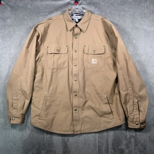 Carhartt Jacket Mens L Brown Flannel Lined Canvas Work Chore Coat 100590-903 - Picture 1 of 15