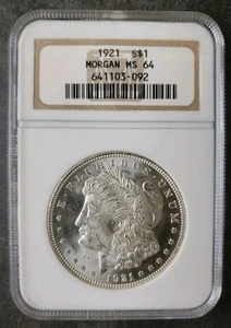 1921 $1 Morgan Silver Dollar NGC MS64 - Picture 1 of 4