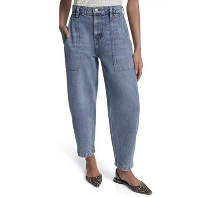 Pantalones de mezclilla DKNY tiro alto utilitarios pierna barril cedro calle lavado azul 28 Foto 1 de 4