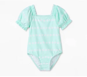 Toddler Girls Floral Print One Piece Swimsuit w/Snaps Cat & Jack (4T) Turq. Blue - Picture 1 of 7