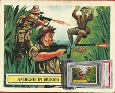 1965 A&BC Battle Cards AMBUSH IN BURMA #56 NEAR MINT-MINT 8 - Vintage garno PSA