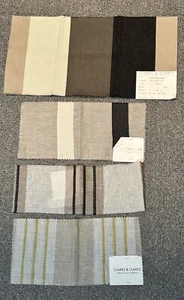 Lot of 4 Clarke Clarke Fabric Sample Remnants Stripes Beige Brown Sheer Crafts - Picture 1 of 21