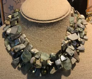 Artisan Kelly Charveaux Halskette grün Jaspis MOP Inlay 4 Stränge Halskette Schönheit - Bild 1 von 5