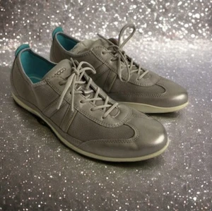 Ecco Women Shoes  Size 39  Bluma Toggle Leather  Metallic Sneakers Lace Up - Picture 1 of 10