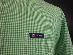 Nice Men's Large Ralph Lauren Chaps Easy Care Green Check SS Button-Down Shirt - Picture 1 of 6