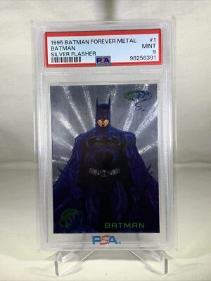 PSA 9 как новая 1995 Fleer Metal Batman Forever Silver Flasher Batman No1 - Изображение 1 из 2