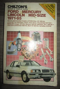 Vtg PB, Chilton's Repair & Tune-Up Guide, Ford Mercury Lincoln Mid-Size 1971-85 - Picture 1 of 18