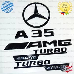 A35 Hatchback AMG TURBO 4MATIC Rear Star Emblem Black Combo Set Mercedes W177 - Bild 1 von 2