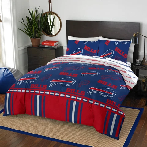 Buffalo Bills NFL Rotary Queen Bed in a Bag Set Cover