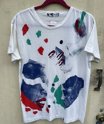 Camiseta Kansai Yamamoto Vintage Años 80 Archivo Novedad Algodón Blanco Foto 1 de 4