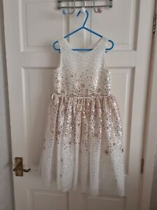 H&M Girls Ivory & Gold Sequinned Tutu Dress Size 5-6 Years. Immaculate 