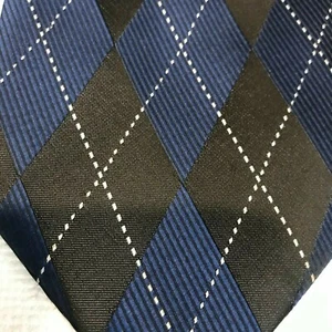 Corbata Umberto Frasi Lujo Hecha a Mano Azul/Negro Geométrica W 3.75" L 59" - Imagen 1 de 9