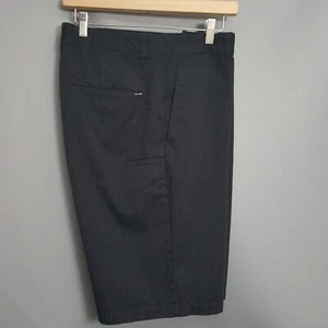 Volcom Stone Mens Shorts Black Striped Chino Flat Front Pockets Logo Zipper 36 - Picture 1 of 8