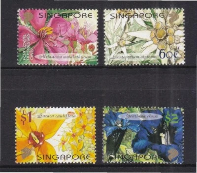 SINGAPORE 2001 SWITZERLAND JOINT ISSUE (FLOWERS) COMP. SET OF 4 STAMPS IN MINT - Image 1 of 3