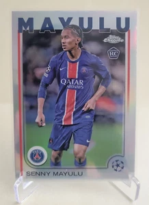 2024-25 TOPPS CHROME UEFA CLUB SENNY MAYULU REFRACTOR RC #173 PSG - Picture 1 of 2