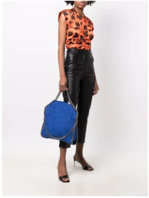 New Stella McCartney Falabella Linen Tote Shoulder Bag Bright Blue with Tags - Image 1 of 4