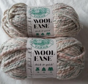 Lion Brand Yarns Wool Ease Thick & Quick Super Bulky SEASHELL Lot of 2 NEW - Picture 1 of 3