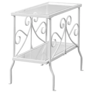 Accent Table Side End Nightstand Lamp Living Room Bedroom Metal White - Picture 1 of 7